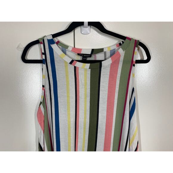 Lane Bryant Sleeveless High Neck Tunic A Line Stripes Top Size 14 / 16 - Picture 3 of 8
